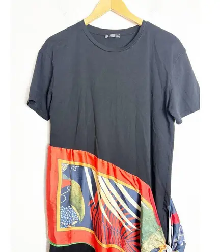ZARA  Black T Shirt Waist Scarf Midi Dress Size Medium Contrasting Detail