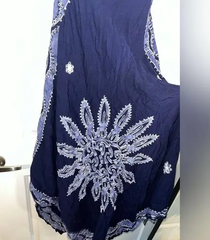 Advance Apparels Vintage Embroidered Tie Dye Boho Off the Shoulder Wrap Dress OS Blue Size undefined