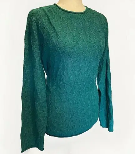 cj banks  Women's Size 1X Long Sleeve Sweater Green Knit Pullover Office