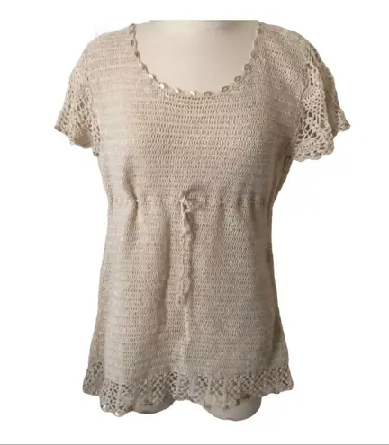 Style & Co . Ivory gold Sweater crotchet top‎