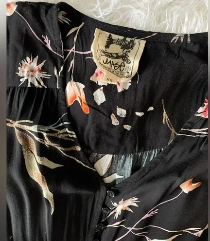 Jaase xs Indiana black floral button down boho maxi dress