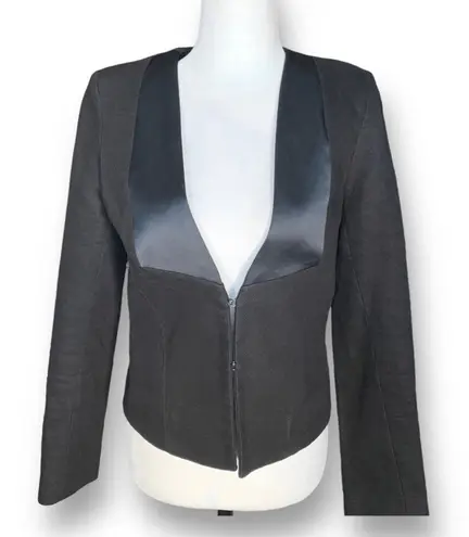 See By Chloe See By Chloé Cropped Black Satin Lapel Tuxedo Tailored Hourglass Blazer Size 4