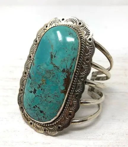Sterling Silver NAVAJO turquoise cuff, 112.7g