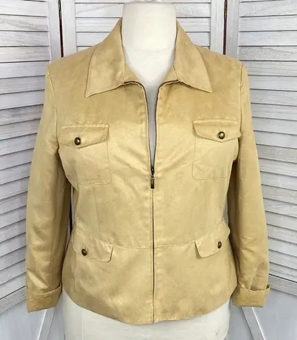 Evan Picone Even Picone Microfiber Utility Jacket Full Zip Tan 18 Plus Size - Image 1