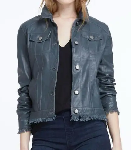 Jakett JKT NYC Alexa Jean Burnished Grey Leather Jacket Size M Gray Size M