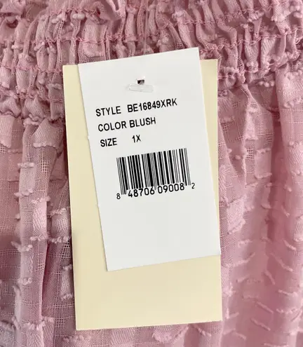 Everleigh New Smocked Mock Neck Long Sleeve Sheer Blouse Blush