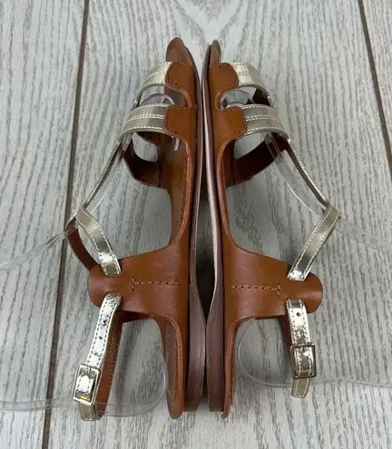 Furla Carmen Leather Vitello Sparkling Sandals 36 Gold & Cognac $365 Italy