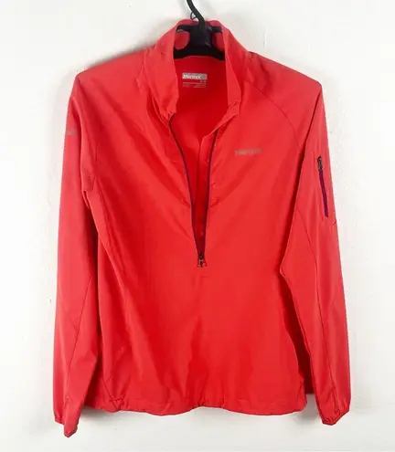 Marmot Orange Lightweight Long Sleeves Half Zip Pullover, Size Medium