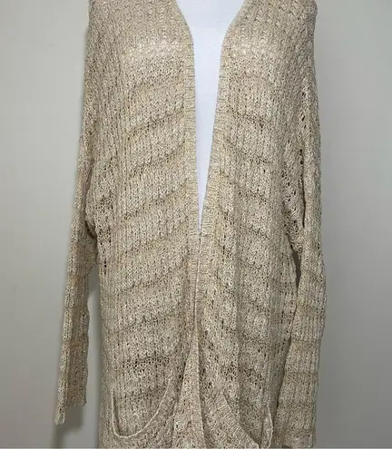 Free People  Last Night Stripe Cardigan Sweater in Tan