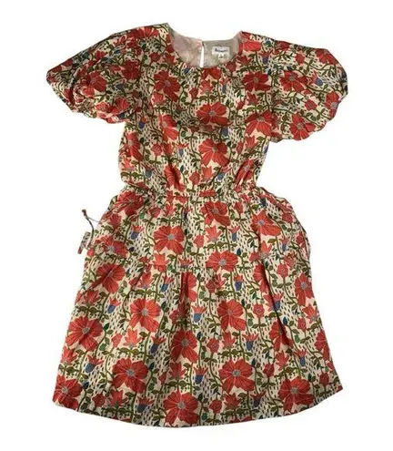 &merci &merci women's large Floral Dress open back Red white cream bridal garden sun