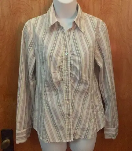 Willi Smith White & Pink Striped Collard Shirt Size 8