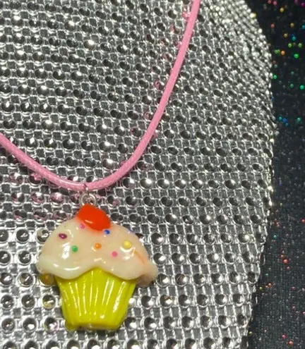 Cupcake Necklace Pink Choker Roleplay Costume Girls Lolita Scene Alt Egirl Y2K