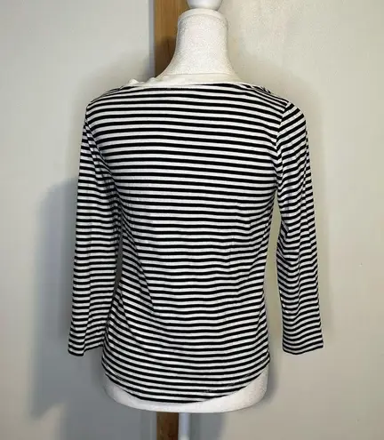 COS black & white striped three-quarter sleeve cotton top size XS