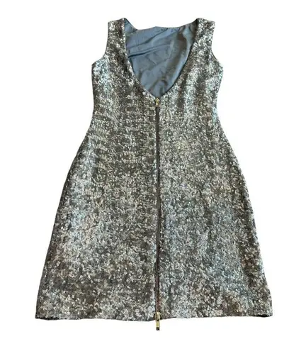 Dress the Population Grey Sequin Mini Dress Bodycon Sleeveless Size Small