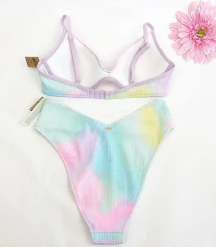 PINK - Victoria's Secret Victoria’s Secret PINK Crinkle Two Piece Bikini Set Push Up Top Bottoms Pastel