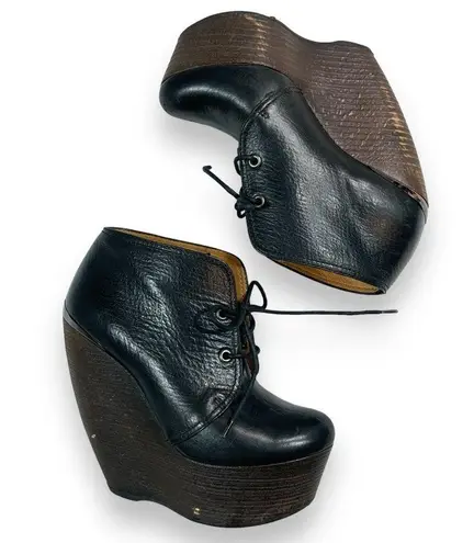 Lanvin Hiver 2012 Patent Leather Lace Up Black Boots Size 7.5