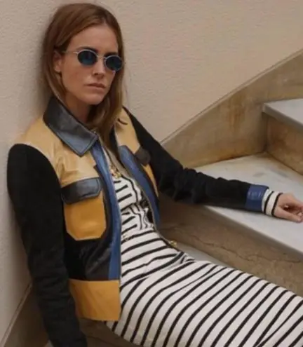 Tory Burch  color block Leather & Suede Jacket Tristan 8 NWT - Image 3