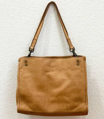 American Leather Co. Lenox Triple Entry Cafe Latte Satchel Double Strap Shoulder Tan