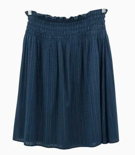 The Great Embroidered A Line Skirt Boho Blue Smocked Waist Cotton Lined 3 Large