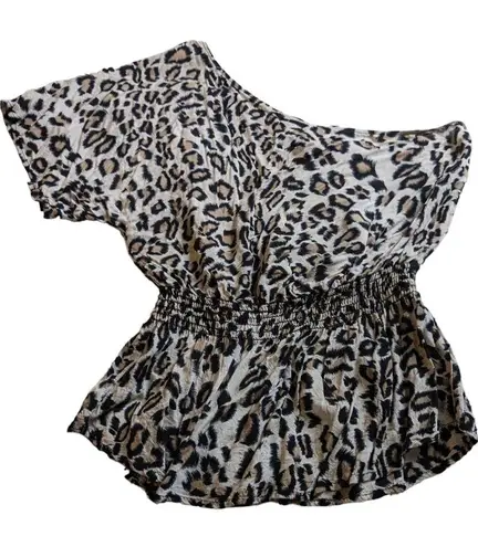 Shasa Blouse Women's Animal Print One Sleeve Size L/G