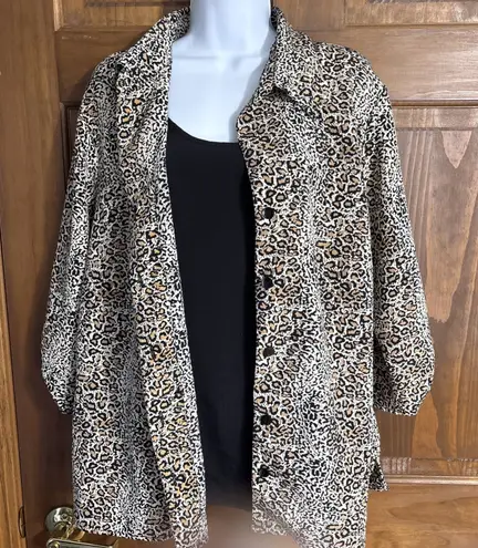 White Stag Women's 2X (18W/20W) Animal Print Jacket And Tank 2 Piece Top