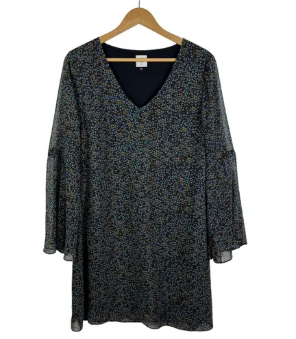 CAbi Poise Ditsy Floral Dress Medium V-Neck Long Bell Sleeve Boho Retro Fall