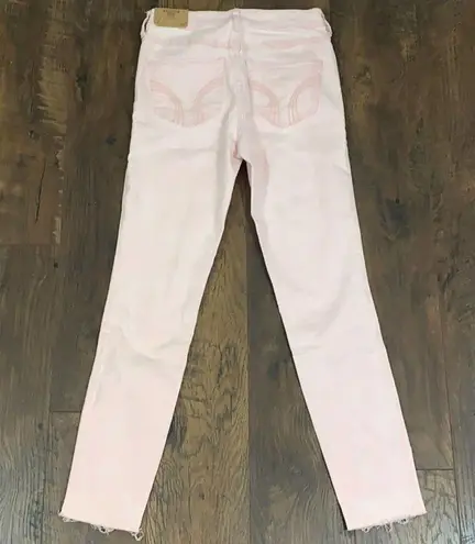 Hollister  Pink Crop High Rise Raw Hem Jeans