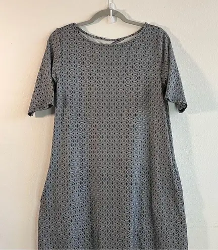 Cuddl Duds Dress Black & White Flexwear Rainbow Hem Lounge Wear Sz S GUC