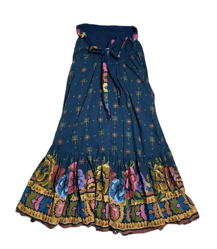 Farm Rio Black Embroidered Strapless Midi Dress Womens XS