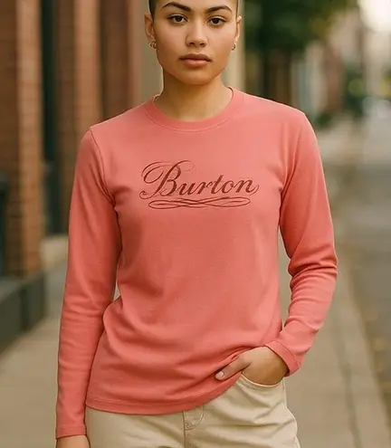 Burton Long Sleeve Coral Orange Activewear Yoga Top ~ Women's Size LARGE