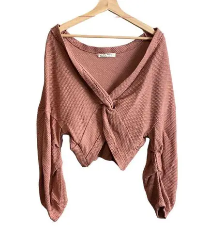 Free People  fall for you twist front waffle knit blouse