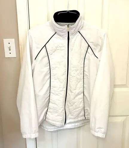 Three Hearts Windbreaker Jacket in White with Black Trim Size XL