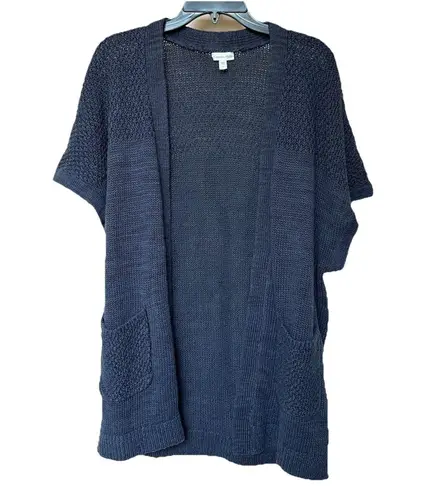 Garnet Hill  Cardigan Sweater Women’s Small Oversized Sleeveless Open Front Blue - Image 1
