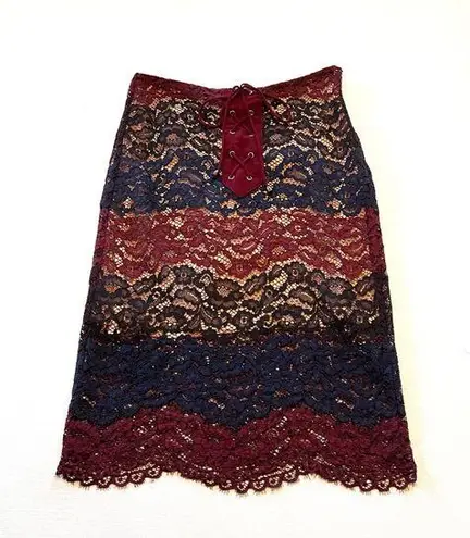 Moon River ASOS Lace Overlay Lace Up Pencil Skirt