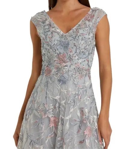 Mac Duggal Gray Embroidered Illusion Cap Sleeve A Line Gown 20263 Women’s Sz 14 - Image 3