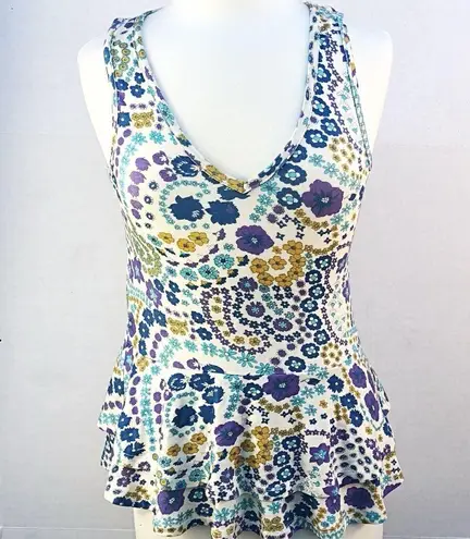 Modcloth  Womens Size Small sleeveless floral peplum retro tank Top