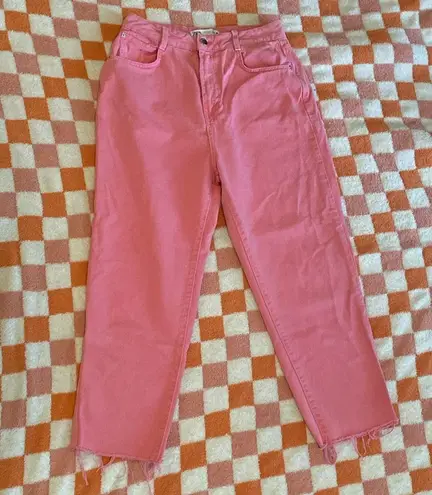 ZARA  Pink High Waisted Straight Leg Crop Jeans