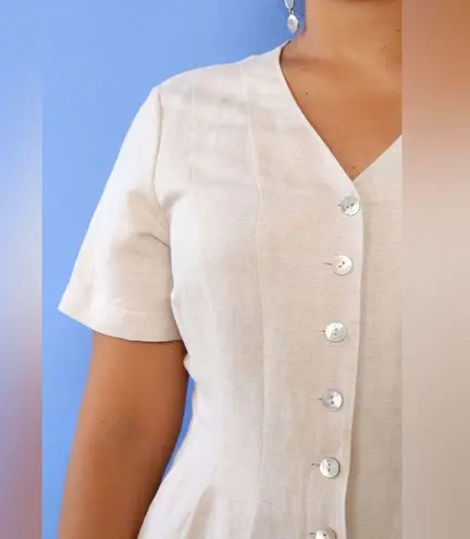 Orvis Tan Linen Button Dress Size 8