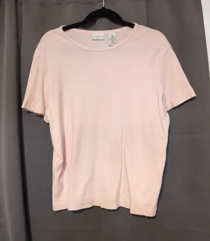 Covington Pink Ribbed Crew Neck, Women's XL Top, Short Sleeve T Shirt, Vintage