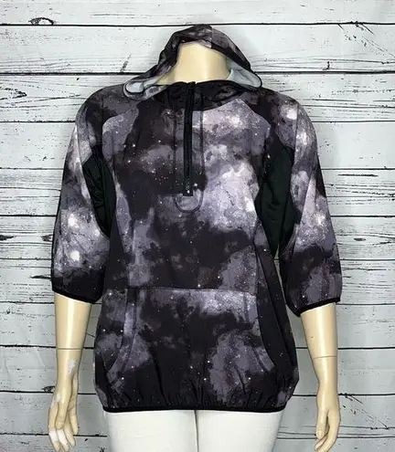 Organic Rags Sz XL Purple Cosmic Print 1/4 Zip Pullover Athletic Jacket w/ Hood
