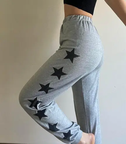 Grey Star Print Sweatpants Gray