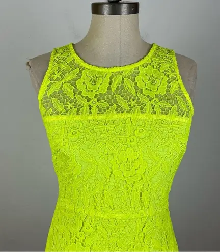 J.Crew  Collection Neon Yellow Lace Sheath Dress