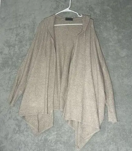 Lane Bryant  Draped Open Front Cardigan Tan Hooded Cape 22/28 NWT