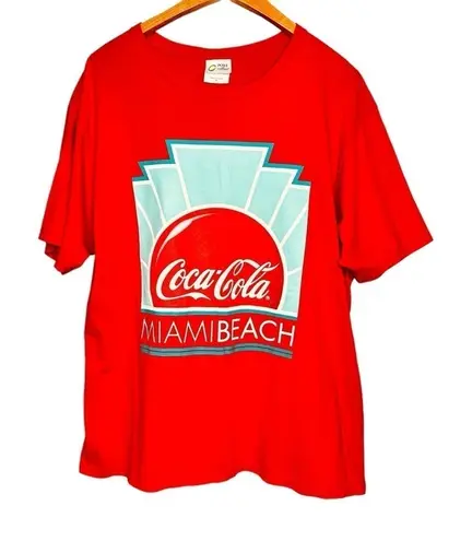 Coca Cola Miami Beach Red Graphic Short Sleeve T