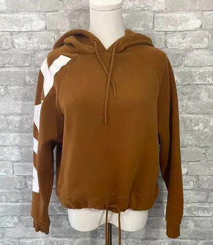 Boxy Brown Cropped Hoodie with ZYIA White Graphic