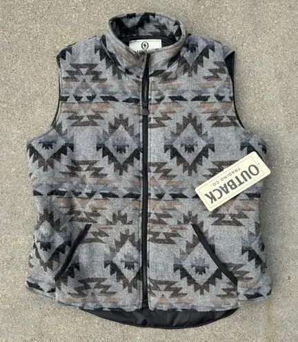Outback Trading Rosalie Vest XL gray brown tan southwestern cinched waist NWT