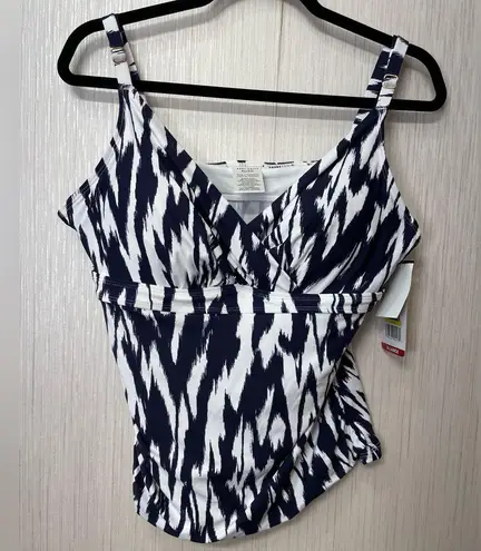 Anne cole NWT Navy Ikat Print Tankini Top XL New with Tags