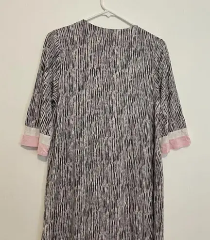 SIMPLY VERA VERA WANG 1/2 Sleeve "Maxi" Caftan Gray White Long Nightgown Pajamas Size M