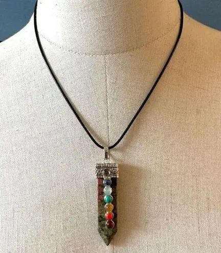 Unakite Healing Chakra Pendant necklace on cord