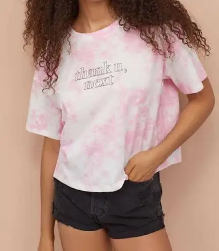 Ariana Grande H&M Divided Thank U Next Pink Tie Dye Cropped Tee Top Size Large